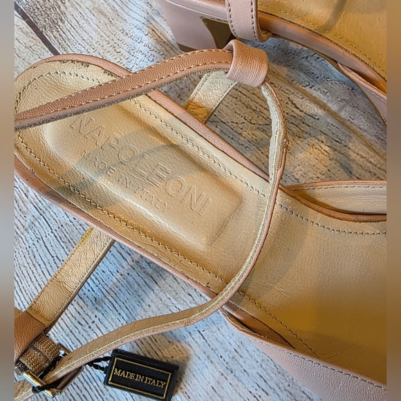 Napeleoni Size 41 (10) Square Toe Slingback Block Heel Ballet Pink Made in Italy - Picture 4 of 11